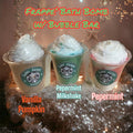 Frappuccino bath bomb with iced coffee scent by Sudsy Sisters