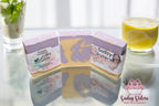 French Lemonade goat milk soap bar, alternate view