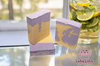 French Lemonade goat milk soap bar with lavender and lemon by Sudsy Sisters