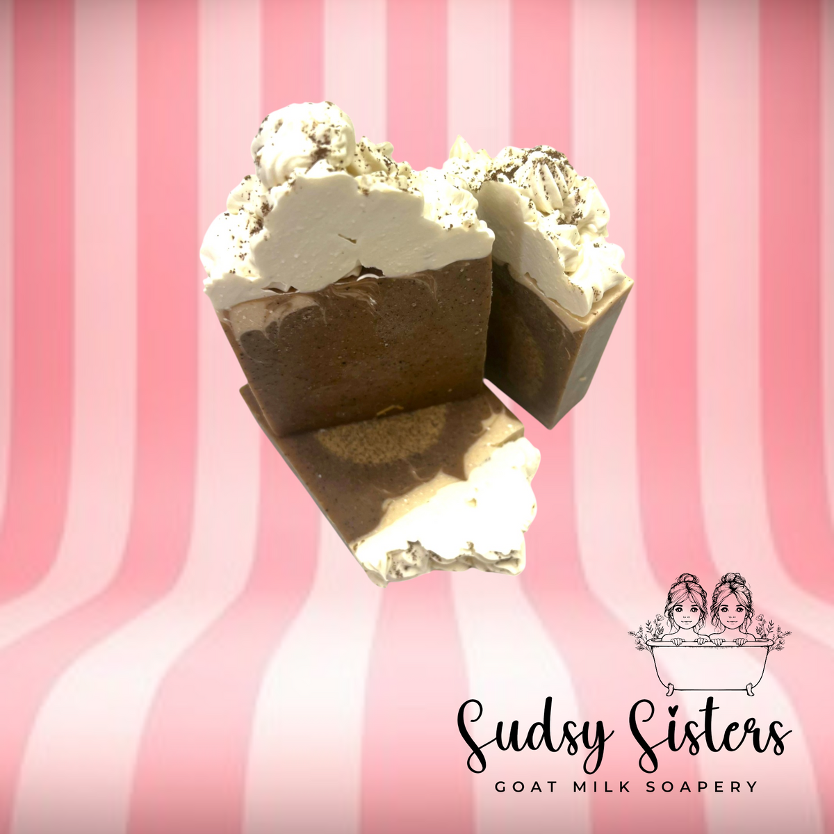 Honey Lavender Latte goat milk soap bar with lavender and espresso by Sudsy Sisters