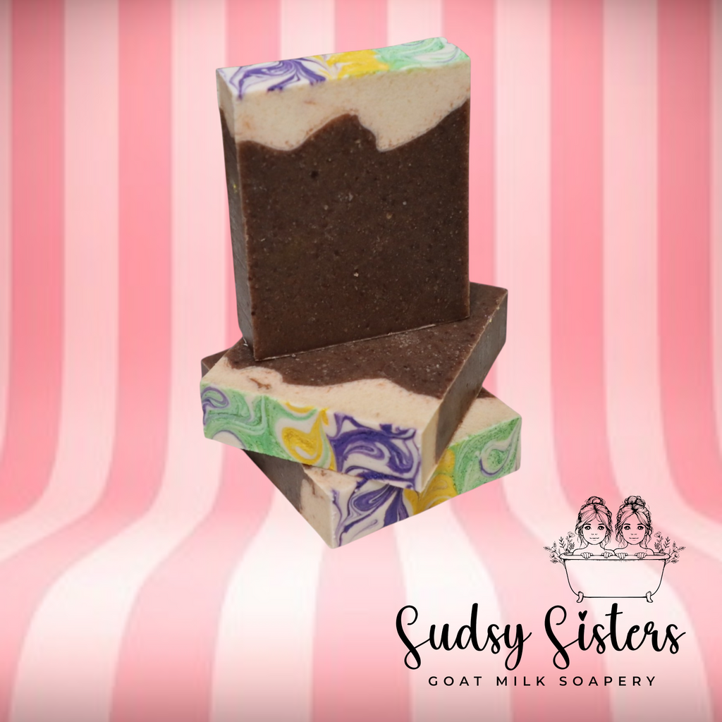 King Cake goat milk soap bar, alternate view