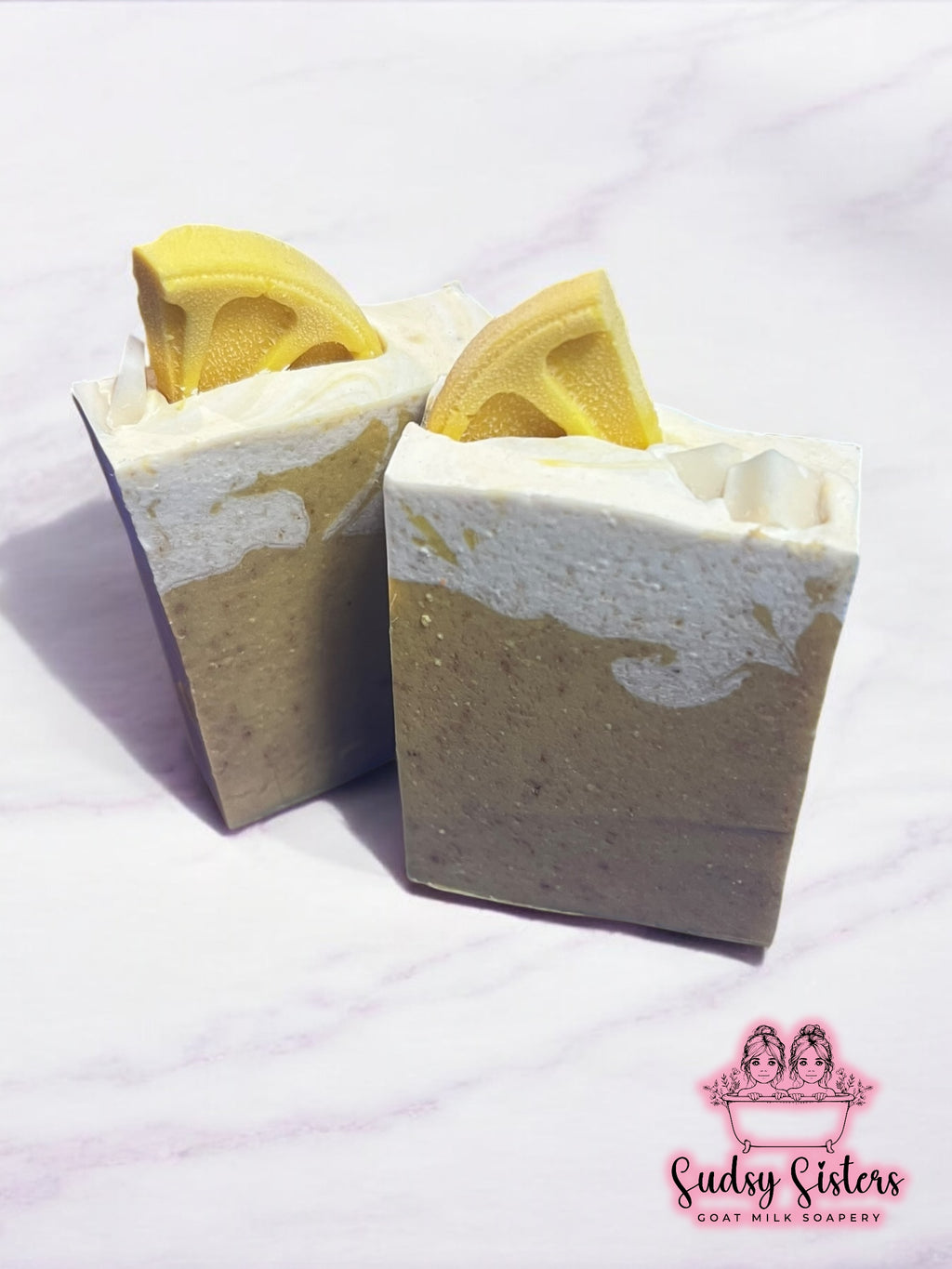 Lemonade goat milk soap bar, alternate view