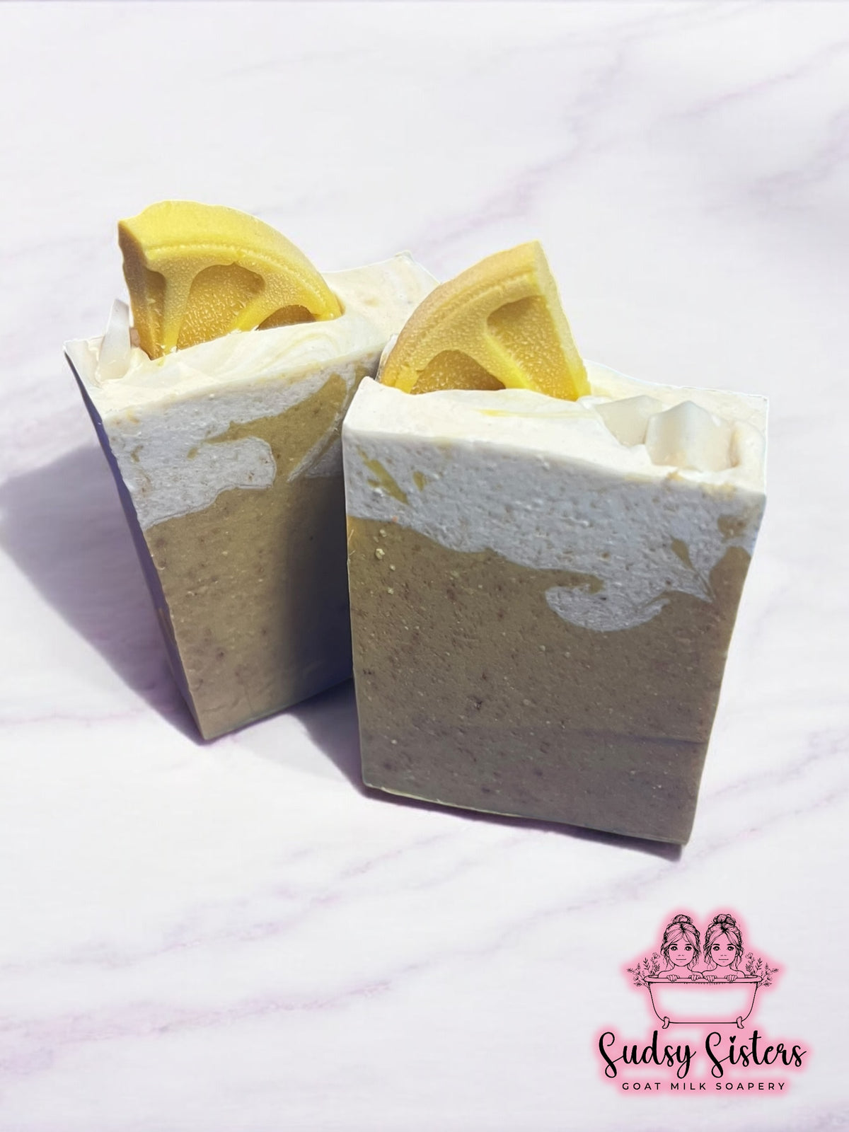 Lemonade goat milk soap bar, alternate view