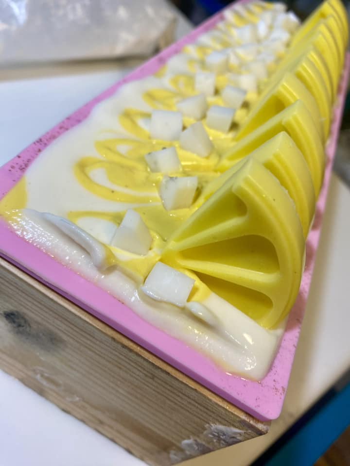 Lemonade goat milk soap bar with real lemon by Sudsy Sisters