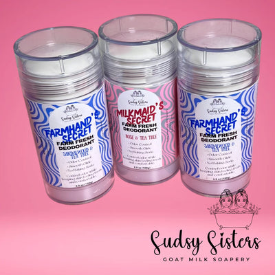 Milkmaid's Secret farm fresh deodorant with no aluminum or baking soda by Sudsy Sisters