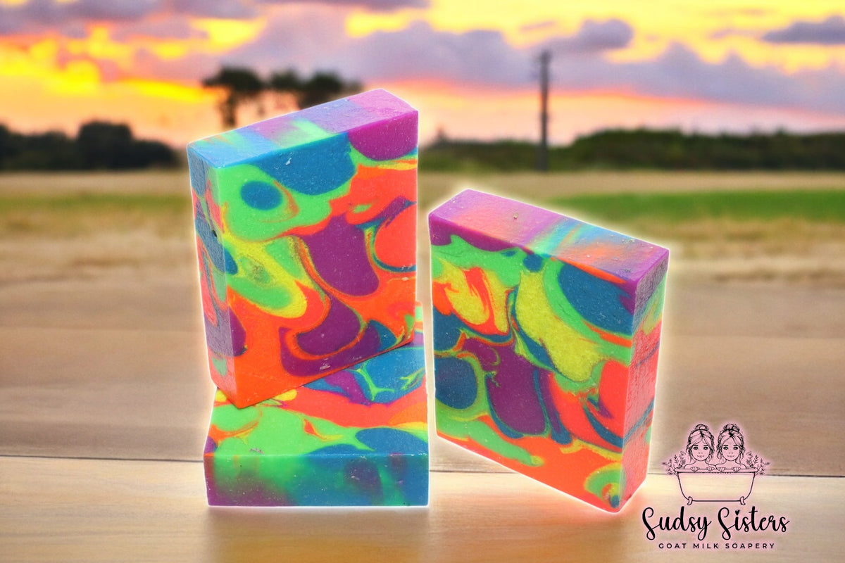 Strawberry Fields goat milk soap bar, alternate view